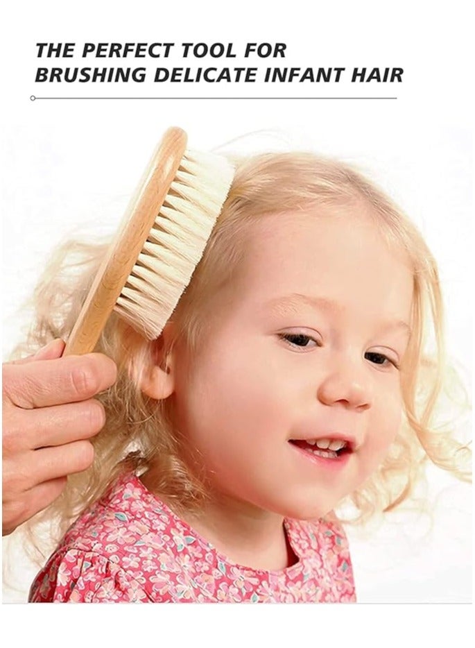 REDAPRO Baby Comb, 2 Pcs Baby Hair Brush with Wooden Handle, Natural Soft Goat Cradle Cap Brush for Newborns & Toddlers - Image 4