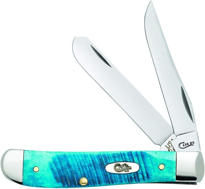 Case XX WR Pocket Knife Mini Trapper Caribbean Blue Jig Bone Item #25593 - (6207 SS) - Length Closed: 3 1/2 Inches - Image 1
