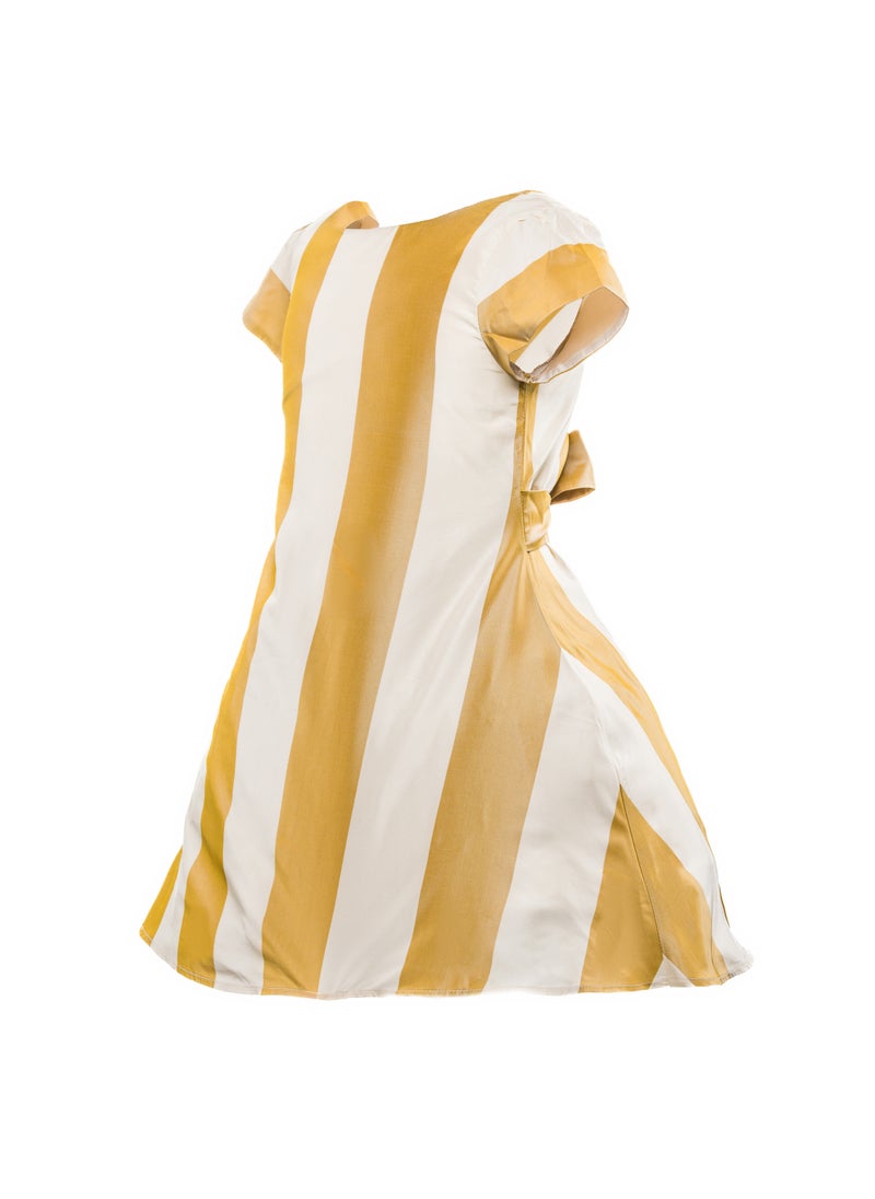 Queen - GOLD STRIPE Girls Party Dress, Princess Dress Party Wear Wedding Evening Formal Pageant Dance Gown for Birthday Kid Girls Elegant - Image 1