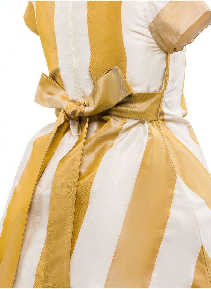 Queen - GOLD STRIPE Girls Party Dress, Princess Dress Party Wear Wedding Evening Formal Pageant Dance Gown for Birthday Kid Girls Elegant - Image 1
