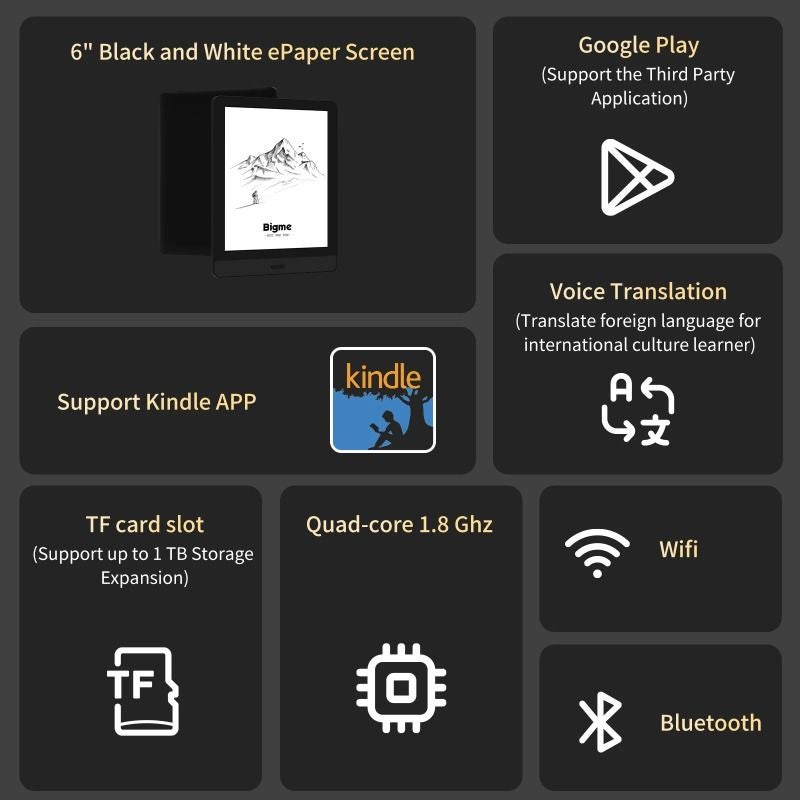 Bigme Reading 6" E-Book Reader, Portable E-Ink Ereader, Open Android System Support - Image 2