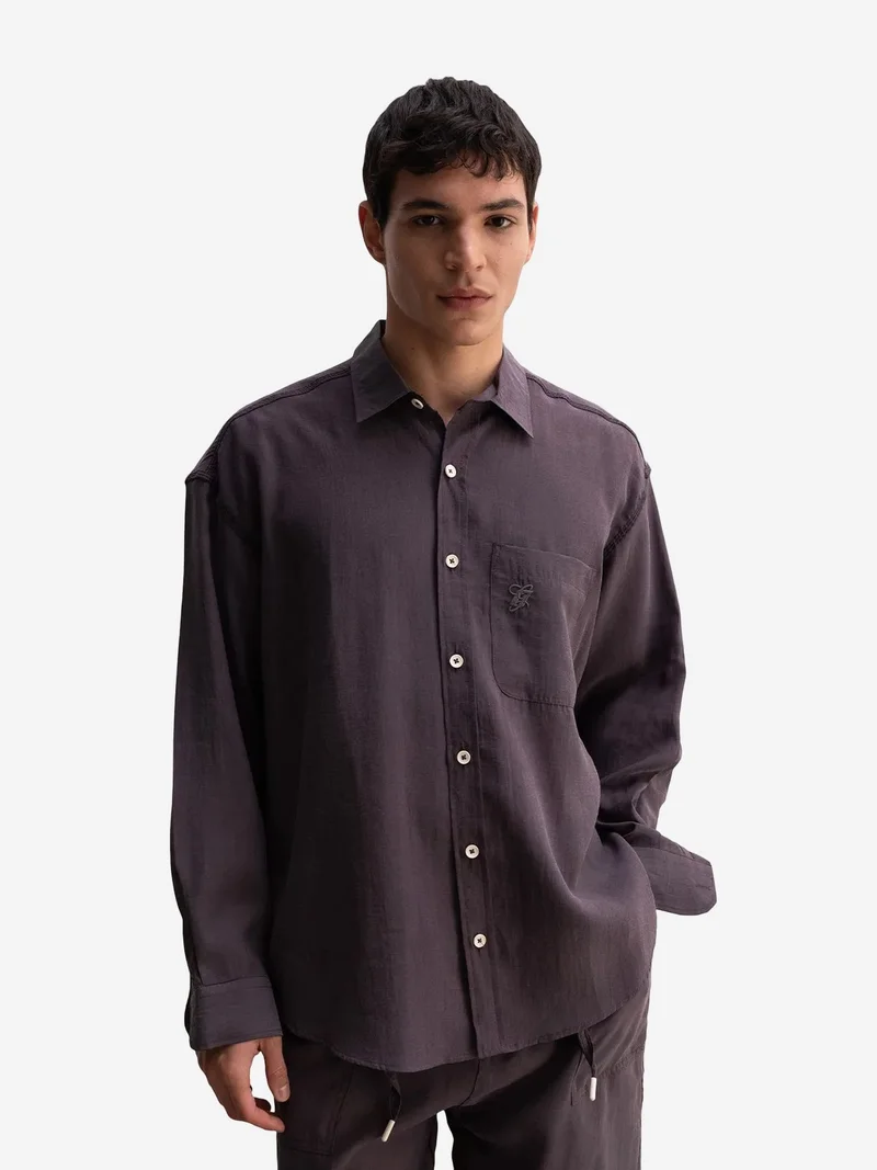 جيستو GIESTO Men's Oversized Long Sleeve Shirt With Pocket