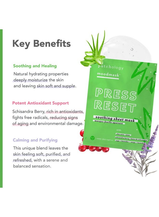 Patchology Soothing Face Mask Press Reset Soothing Sheet Mask With Aloe Vera Lavender And Schisandra Berry Helps Revitalize Your Face By Improving Your Complexion And Hydrating Dry Skin (1 Ct)  - Image 3