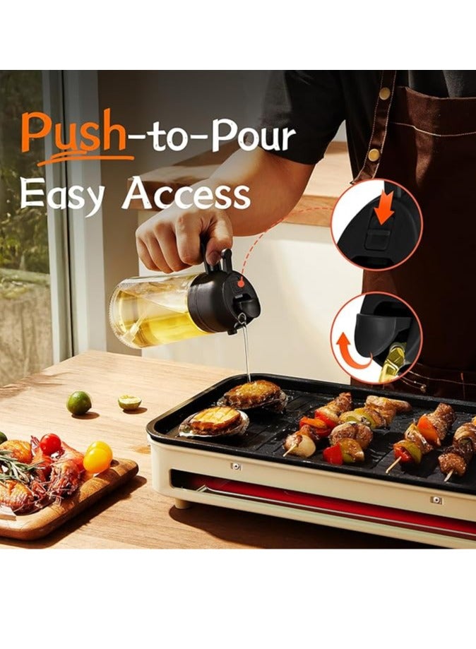 Arabest 16oz/470ml Glass Olive Oil Sprayer for Cooking - 2 in 1 Olive Oil Dispenser for Kitchen Gadgets, Air Fryer, Salad, and BBQ - Black - Image 4