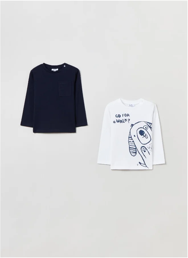 او في اس Two-pack T-shirts with long sleeves