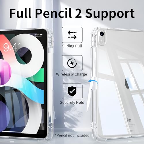 KenKe Cover for iPad Air 11-inch (M4/M3/M2) 2026/2025/2024, iPad Air 5th 4th Gen 2022/2020 10.9 Inch with Pencil Holder, 2-in-1 Detachable Sliding Cover & Clear Back, Lanscape/Portrait Stand, Gray - Image 5