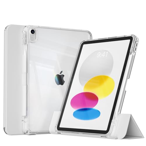 KenKe Cover for iPad Air 11-inch (M4/M3/M2) 2026/2025/2024, iPad Air 5th 4th Gen 2022/2020 10.9 Inch with Pencil Holder, 2-in-1 Detachable Sliding Cover & Clear Back, Lanscape/Portrait Stand, Gray - Image 1