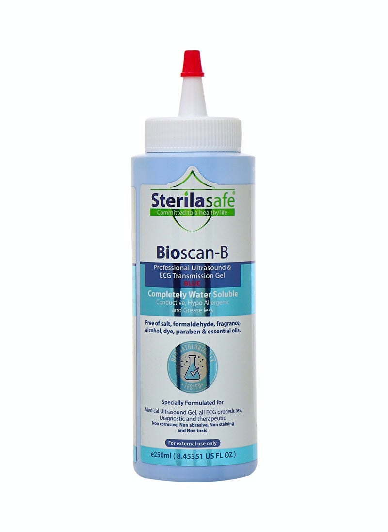 Sterilasafe BioScan-B Professional ECG Medical Ultrasound Transmission Gel, Blue, 250 ml - Image 1