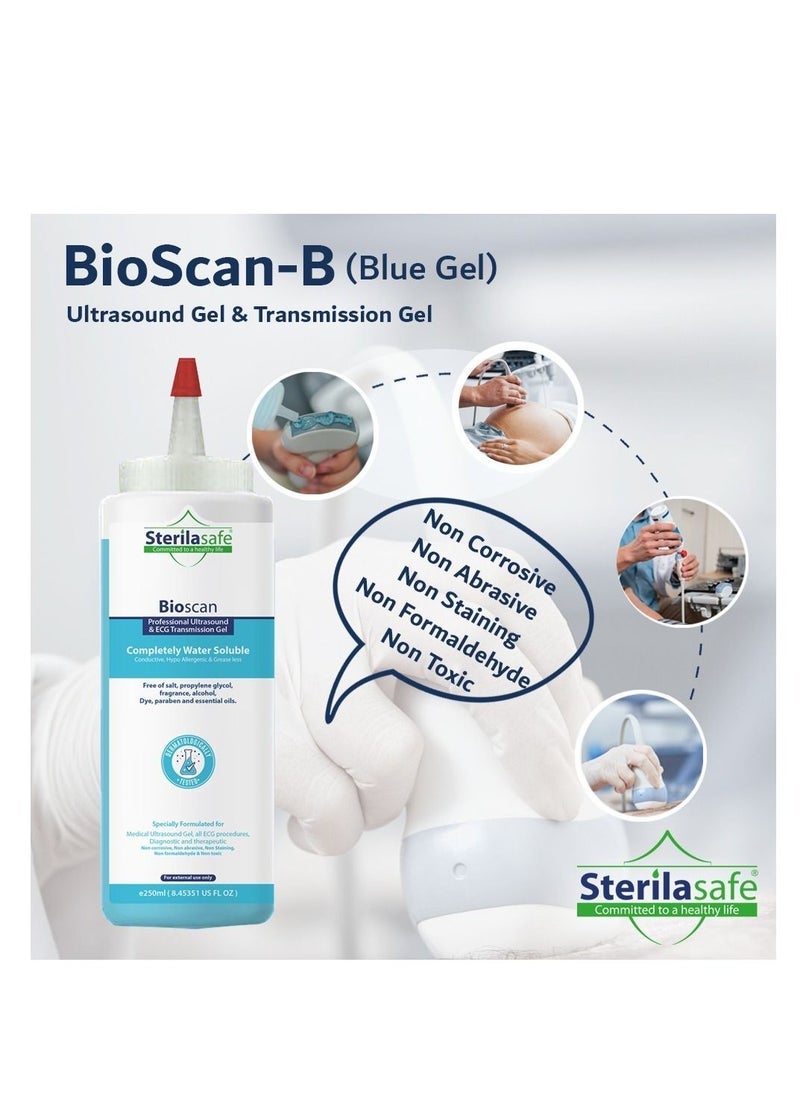 Sterilasafe BioScan-B Professional ECG Medical Ultrasound Transmission Gel, Blue, 250 ml - Image 3