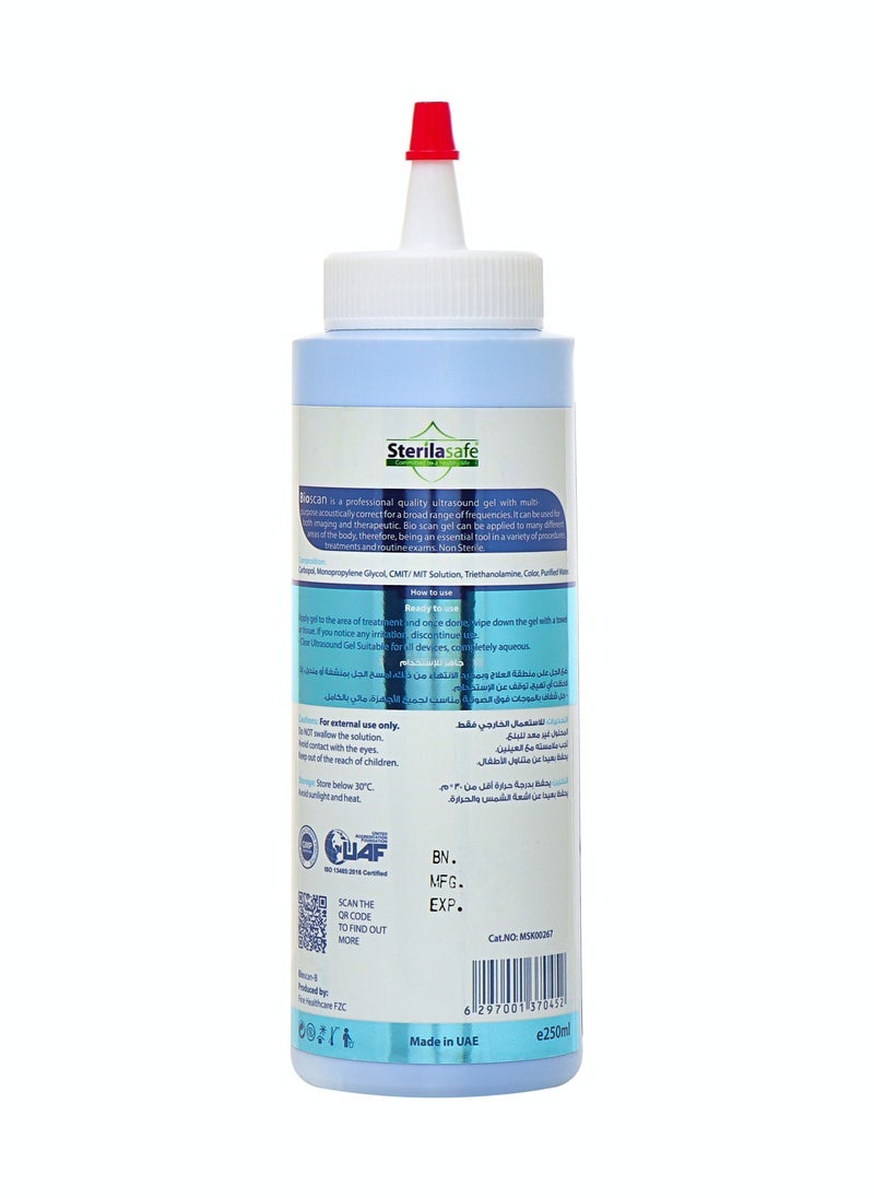 Sterilasafe BioScan-B Professional ECG Medical Ultrasound Transmission Gel, Blue, 250 ml - Image 2