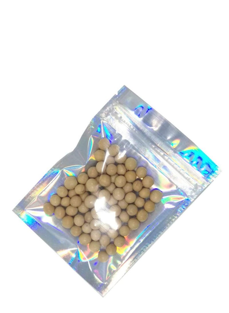 Zikra 100 Packs Resealable Smell Proof Bags Mylar Ziplock Bags Aluminum Foil Pouch Bag Holographic Flat Foil Bags for Favor Food Storage Gift Package Supplies - Image 3