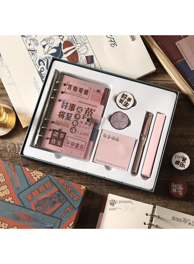 Bluejw 2024 Hand Account Book Suit Gift Box Hand Account Book Walking Stick Book Diary Supplies Stationery Book Loose Leaf Detachable - Image 5