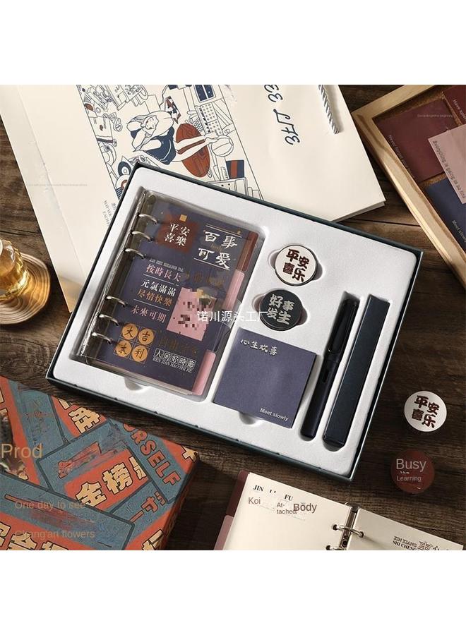 Bluejw 2024 Hand Account Book Suit Gift Box Hand Account Book Walking Stick Book Diary Supplies Stationery Book Loose Leaf Detachable - Image 2