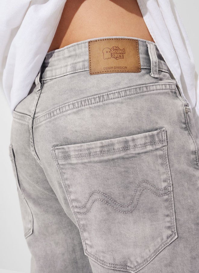 The Souled Store Men Straight Fit Solid Grey Jeans - Image 5