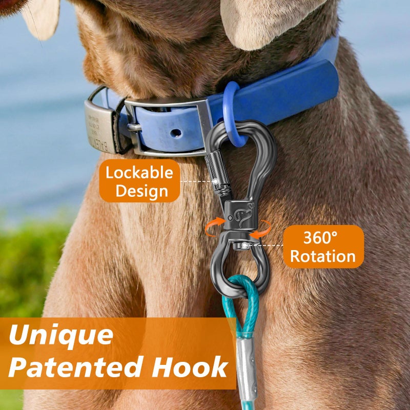 XiaZ Dog Cable 30FT, Dog Leads for Yard Heavy Duty 8/10/15/20/30/50FT, Pet Runner Tether Chain Outside for Small Medium Large Dogs Up to 120 LBS - Image 3