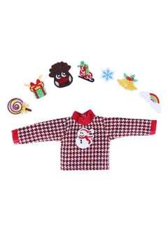 E-TING Santa Clothing Christmas Accessories For Elf Doll (Sweater Set - 1 Sweater + 8 Attachable Decals)  - Image 1
