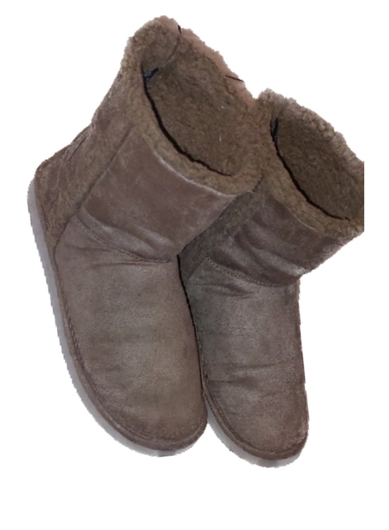 Women half boot suede camel inner fur shoes