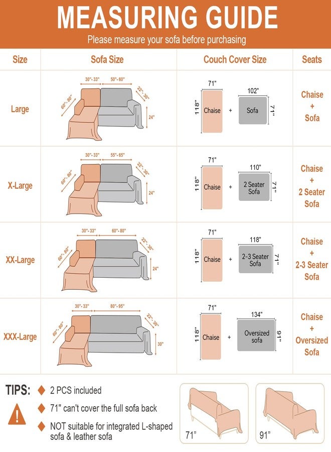 OstepDecor Sectional Couch Covers Sectional Sofa Cover 2 Pieces L Shape Couch Cover Blankets Boho Sofa Throw Covers Sofa Slipcover for Sectional Sofa Furniture Protector, (71"x118"+91"x134", Orange) - Image 5
