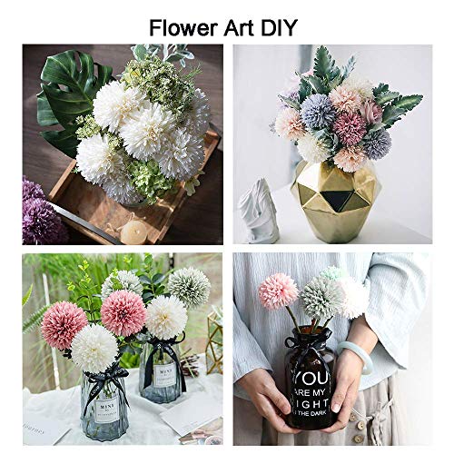 Louiesya Artificial Flowers, 10Pcs Fake Flowers Silk Artificial Chrysanthemum Ball Hydrangea Bridal Wedding Bouquet for Home Garden Party Wedding Decor (Cream) - Image 4