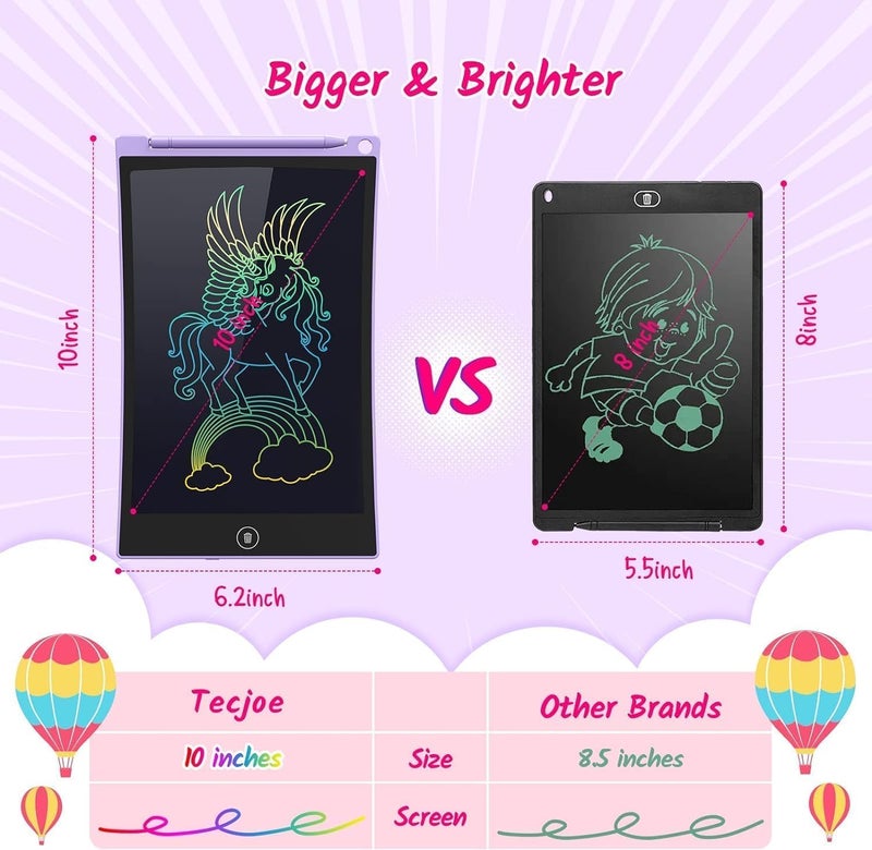 TECJOE 2 Pack 10 Inch LCD Writing Tablet, Colorful Doodle Board Electronic Drawing Pads, Kids Travel Games Learning Toys Christmas Birthday Gifts for 3 4 5 6 7 Year Old Boys Girls Toddlers - Image 3