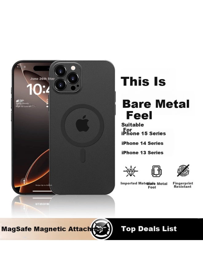 Gurrs Iphone 15 Pro Max Case, Iphone 15 Pro Max Protective Cover, Magsafe Magnetic Full Coverage Ultra-thin Skin-like Frosted Semi-transparent Shockproof Soft Case, Deep Space Black