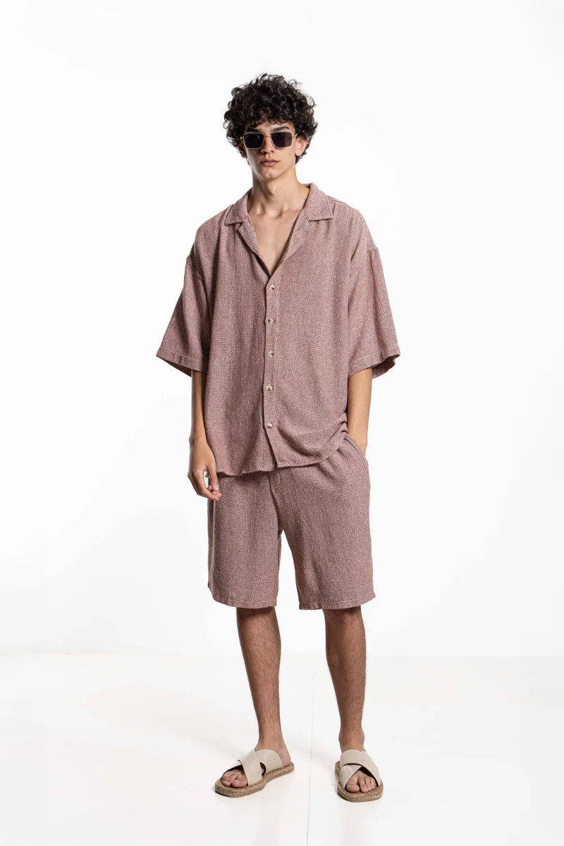 SHAPES TEXTURED KNIT SHIRT SET