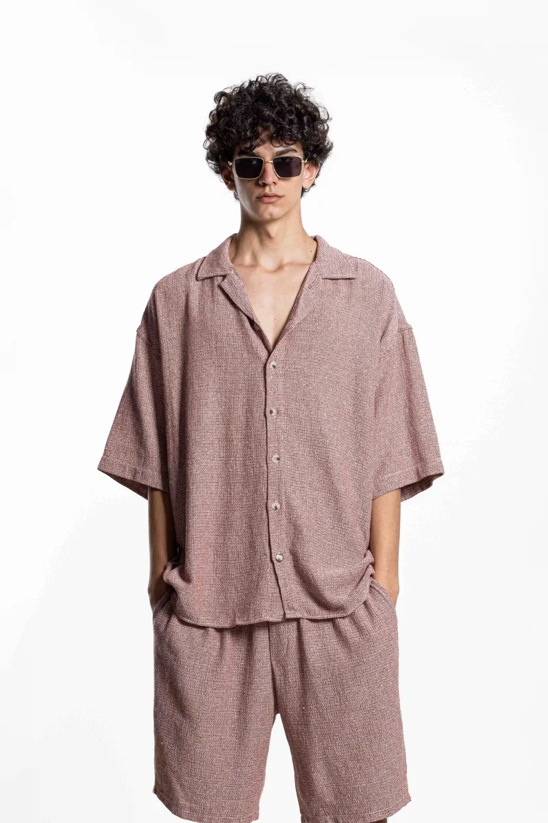 SHAPES TEXTURED KNIT SHIRT SET