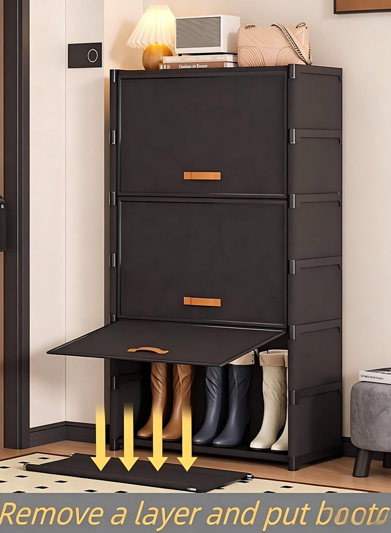 GDELINGZH 7-layer large-capacity shoe rack, dustproof shoe cabinet with removable shelves, space-saving boot rack for sneakers and high heels, shoe rack. - Image 4