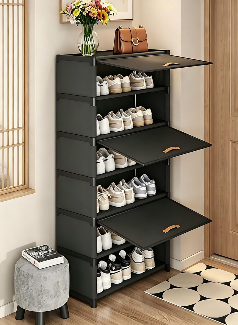 GDELINGZH 7-layer large-capacity shoe rack, dustproof shoe cabinet with removable shelves, space-saving boot rack for sneakers and high heels, shoe rack. - Image 1