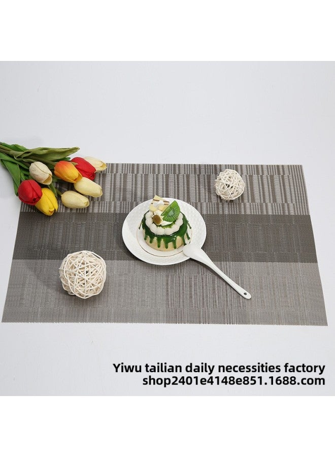 Western Food Mat Table Mat Heat Insulation Anti-scald Coaster Bowl Mat Hotel Non-slip PVC Environmental Protection Double-sided Table Towel Gradient Bamboo Joint-Specifications:TL000113-3 Gray And White Gradient Bamboo Joint - Image 4