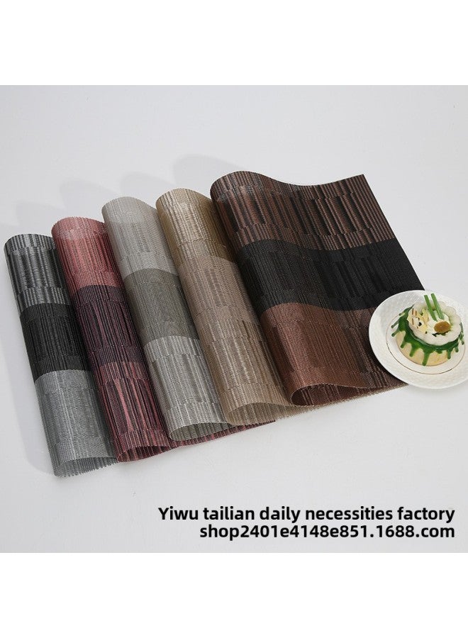 Western Food Mat Table Mat Heat Insulation Anti-scald Coaster Bowl Mat Hotel Non-slip PVC Environmental Protection Double-sided Table Towel Gradient Bamboo Joint-Specifications:TL000113-3 Gray And White Gradient Bamboo Joint - Image 2