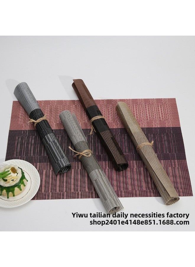 Western Food Mat Table Mat Heat Insulation Anti-scald Coaster Bowl Mat Hotel Non-slip PVC Environmental Protection Double-sided Table Towel Gradient Bamboo Joint-Specifications:TL000113-3 Gray And White Gradient Bamboo Joint - Image 3