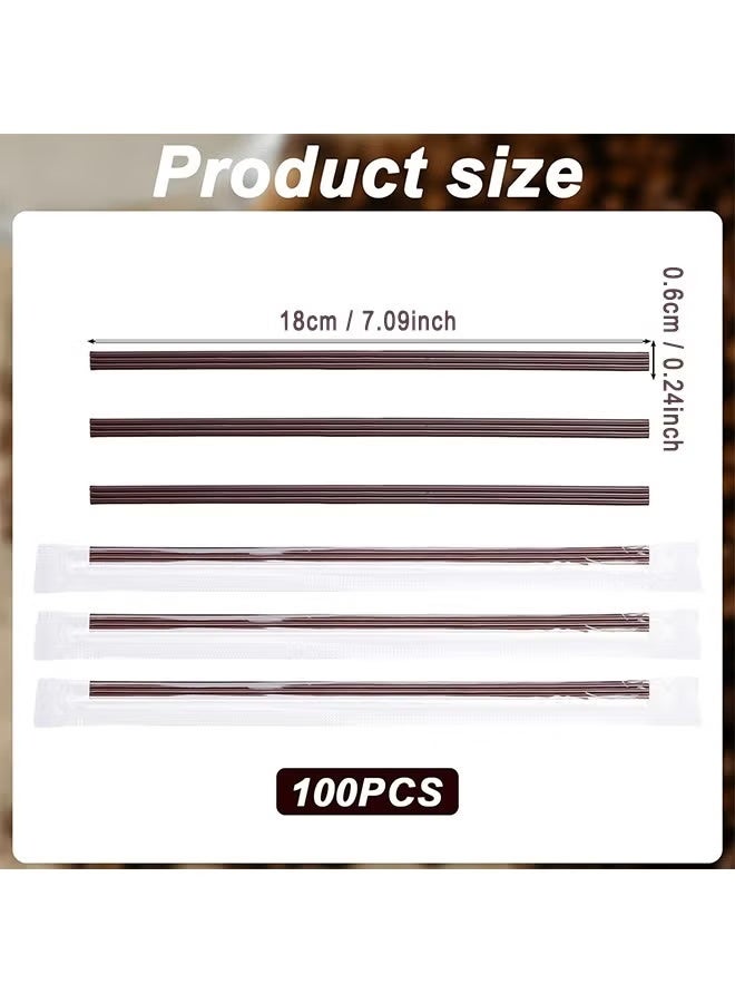 Hoasis 100 Pieces Coffee Stir Sticks Individual Wrapped, Disposable Three-Hole Design Stirring Rod for Tea Beverages, Hot Drinks Stirrers for Party BBQ Camping Restaurant (180mm) - Image 2