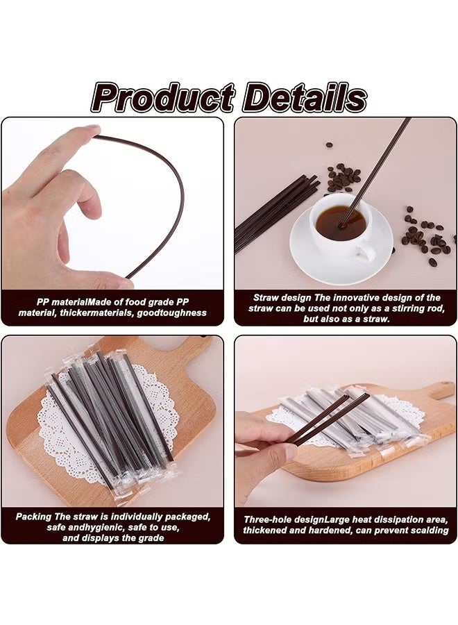 Hoasis 100 Pieces Coffee Stir Sticks Individual Wrapped, Disposable Three-Hole Design Stirring Rod for Tea Beverages, Hot Drinks Stirrers for Party BBQ Camping Restaurant (180mm) - Image 3