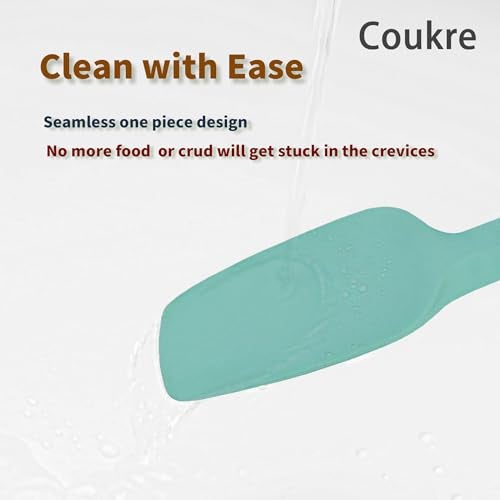 Coukre Silicone Spatula Set of 5,High Heat Resistant, Food Grade Silicone, Upgraded Extended Reinforced Handle,Dishwasher Safe, for Baking, Cooking (Pure Colorful B, Solid color) - Image 4