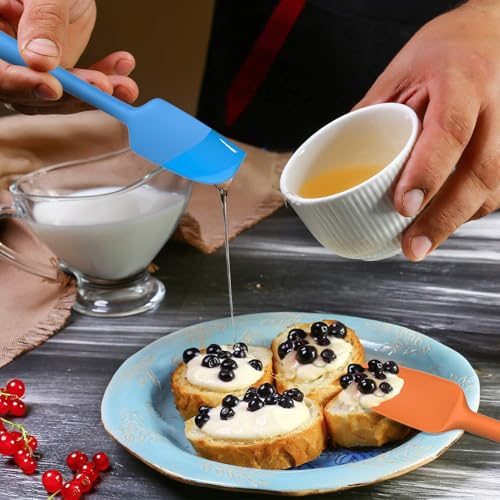 Coukre Silicone Spatula Set of 5,High Heat Resistant, Food Grade Silicone, Upgraded Extended Reinforced Handle,Dishwasher Safe, for Baking, Cooking (Pure Colorful B, Solid color) - Image 5