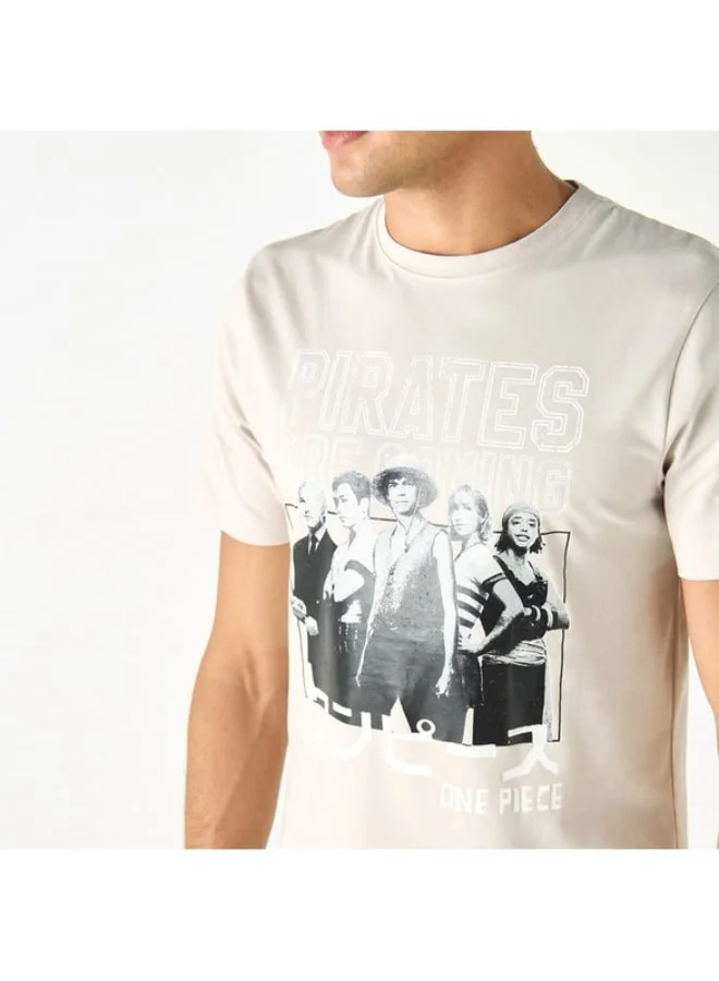 SP Characters One Piece Print T-shirt with Crew Neck and Short Sleeves