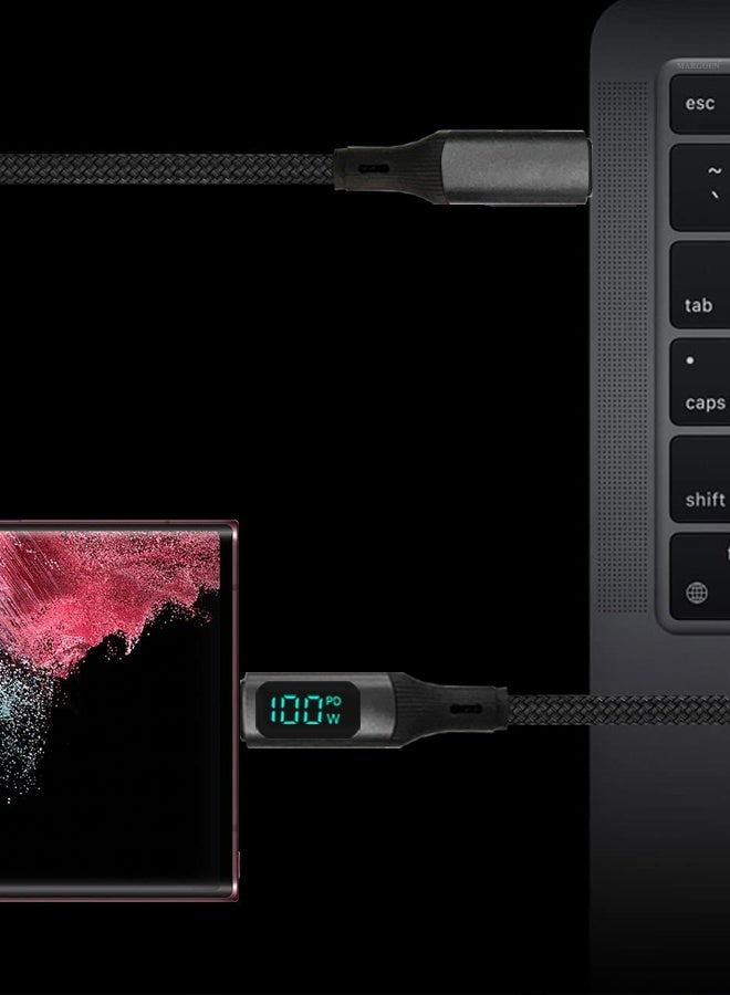 2Packs 100W Fast Charging Cable USB-C to USB-C - Built-in Power Display, PD 3.0 & Durable Braided Design 1M - Image 4