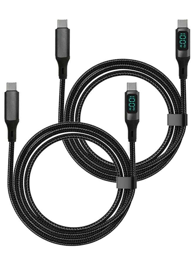 2Packs 100W Fast Charging Cable USB-C to USB-C - Built-in Power Display, PD 3.0 & Durable Braided Design 1M - Image 1