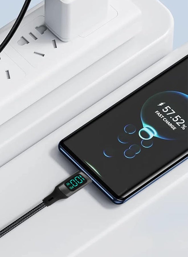 2Packs 100W Fast Charging Cable USB-C to USB-C - Built-in Power Display, PD 3.0 & Durable Braided Design 1M - Image 3