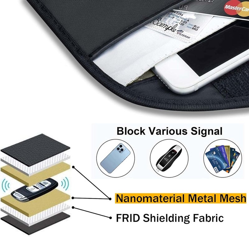 ONEVER Faraday Signal Blocker Bags for GPS Privacy Protection and Car Key Chain Anti-Tracking Anti-Spy 2 Pack, grey, 1 Packs - 7.8" * 3.8", Modern - Image 4