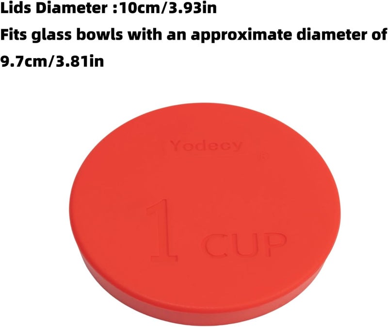 Yodecy Silicone Bowl Lids fit Pyrex Glass Bowls 7202-PC 1 Cup, Silicone Bowl Lids fit Anchor Hocking Glass Bowls 7202-PC 1 Cup,Replacement Lids 3.8in(4 Pack Red)(Container not Included) - Image 2