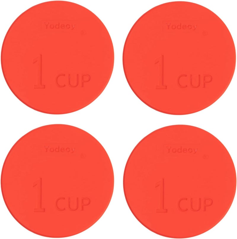 Yodecy Silicone Bowl Lids fit Pyrex Glass Bowls 7202-PC 1 Cup, Silicone Bowl Lids fit Anchor Hocking Glass Bowls 7202-PC 1 Cup,Replacement Lids 3.8in(4 Pack Red)(Container not Included) - Image 1