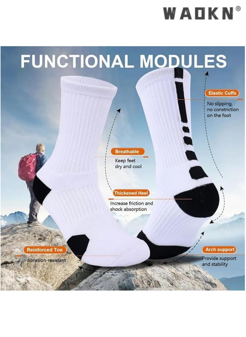 WAOKN - Men's Basketball Socks Running Training Boys Compression Cotton Socks Men's Sports Mid-Tube Socks High-Performance Thick Pad Sports Lightweight Breathable 4 Pairs - Image 1