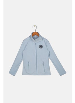 Tchibo Kids Girl Full Zip Embroidered Fleece Jacket, Light Blue  - Image 1