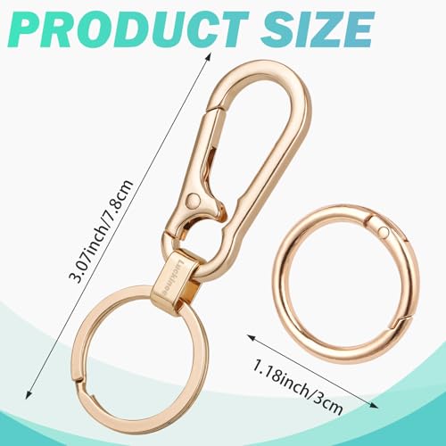 LUCKINEE 2 Pack Metal Key Ring, Key Chains with Carabiner, Key Clip with Spring O Rings, Anti-Lost Quick Release Key Clip for Purse, Key Chains Men and Women - Image 4