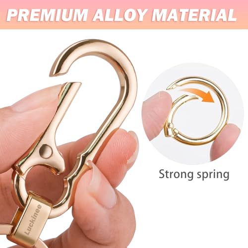 LUCKINEE 2 Pack Metal Key Ring, Key Chains with Carabiner, Key Clip with Spring O Rings, Anti-Lost Quick Release Key Clip for Purse, Key Chains Men and Women - Image 3