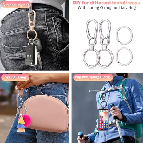 LUCKINEE 2 Pack Metal Key Ring, Key Chains with Carabiner, Key Clip with Spring O Rings, Anti-Lost Quick Release Key Clip for Purse, Key Chains Men and Women - Image 5