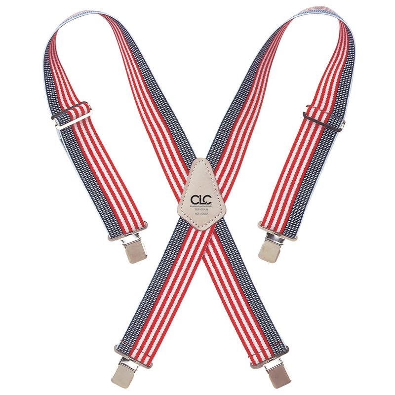 Custom Leathercraft110USA Heavy Duty Elastic Work Suspenders, USA Flag Print