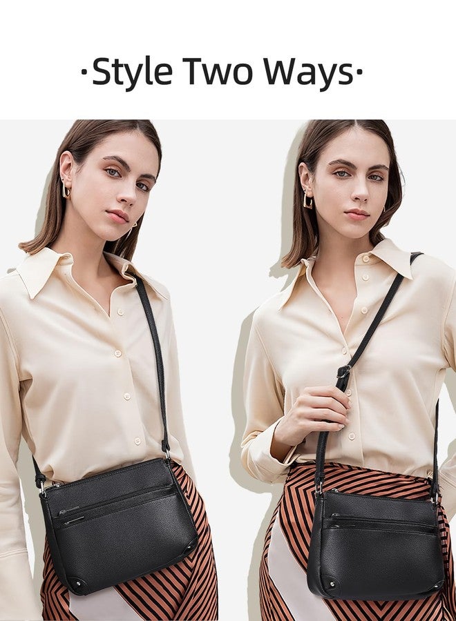 WESTBRONCO Crossbody Bags for Women, Medium Size Shoulder Handbags, Satchel Purse with Multi Zipper Pocket Black - Image 2
